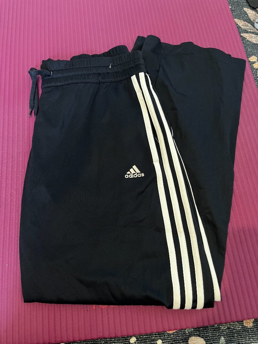 Adidas Navy / Black Track Pants with White Stripes